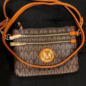 Milan Elegant Brown and Tan Crossbody Bag with Adjustable Strap